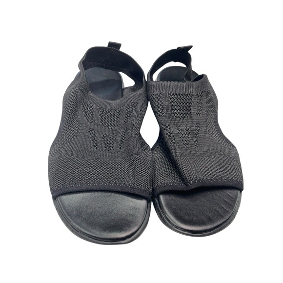 Black Stretch Knit Sandals Women's‎ Size 7.5–8 EU 38 Lightweight Slip-On - Picture 1 of 5